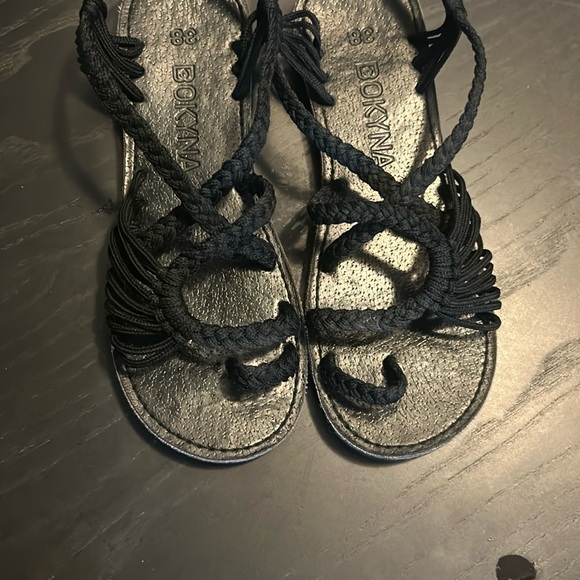 Bokyna black Flat Sandals with Cross Straps size 38 - Picture 2 of 5